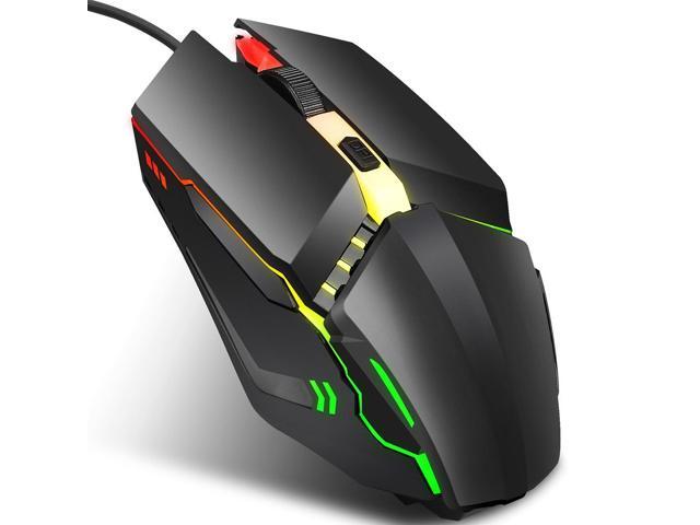HXSJ S200 USB20 1600dpi Adjustable 4-Keys Colorful Glowing Wired Gaming Mouse Length: 15m