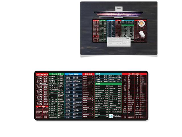 YINDIAO Large Rubber Mouse Pad Anti-skid Gaming Office Desk Pad Keyboard Mat Size: 800x300mm (Hot Key)