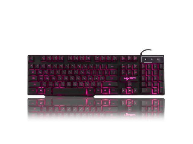 HXSJ R8 104 Keys Russian / English 3-Color Mixed Backlight Mechanical Wired Gaming Keyboard Cable Length: 15m