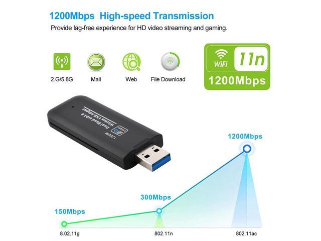 1200Mbps Computer High Speed Office Dual Band USB 30 Network Receiver Wireless Adapter External Home WIFI Desktop Accessories