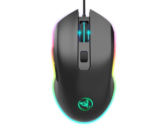 HXSJ A866 USB 6400DPI Four-speed Adjustable RGB Light-emitting Wired Game Optical Mouse Cable Length: 15m