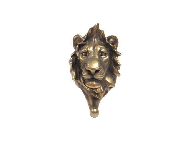 Wild Animal Head Single Wall Hook Hanger Animal Shape Rustic Faux Bronze Decorative Wall Sculpture (Lion)