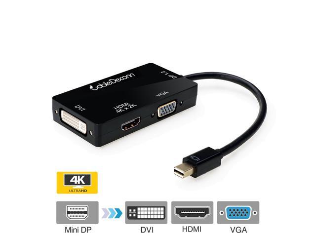 CableDeconn Mini Displayport to Hdmi VGA Dvi Adapter multiport converter 3 in1 multi vga adapter 4K*2K for macbook iMac Surface