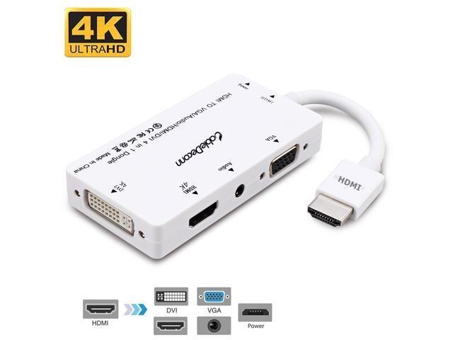 CableDeconn HDMI to HDMI DVI 4K VGA 1080P 35mm jack Audio With Micro USB Power 5in1 Adapter Cable for Laptop Video Card Computers Monitor