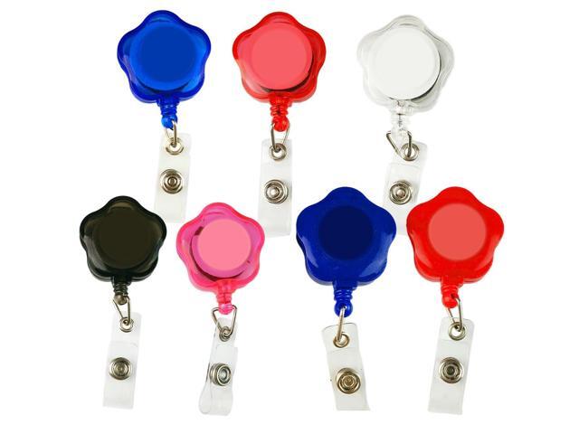 Creative Design Cute Flower Shape ID Holder Name Tag Card key Badge Holder Retractable Round Solid Translucent ID Holder
