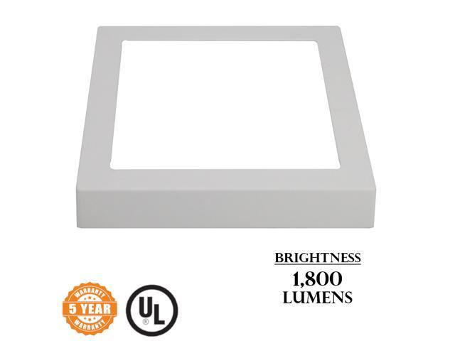 J & H LED Surface Mount Panel 18-Watt White Integrated LED Semi-Flush Mount Light