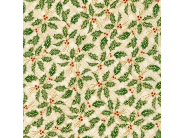 All Over Holly on Ivory - Winter Grandeur 9 - Ivory Cotton Fabric by Robert Kaufman