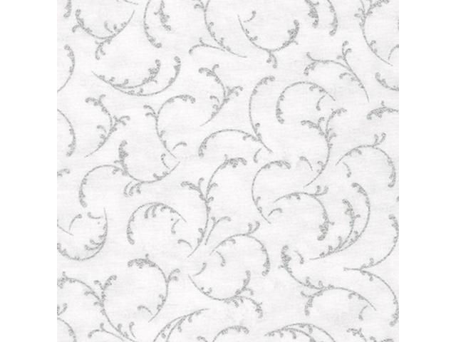 All Over Silver Scroll on White - Winter Grandeur 9 - White Cotton Fabric by Robert Kaufman