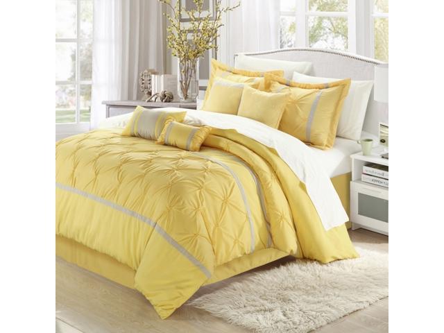 Chic Home 127CQ111-US Comforter Set - Grey & Vermont Yellow - Queen - 8 Piece