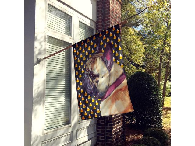 Caroline's Treasures LH9552CHF French Bulldog Frenchie Candy Corn Halloween Flag Canvas House Size Large multicolor
