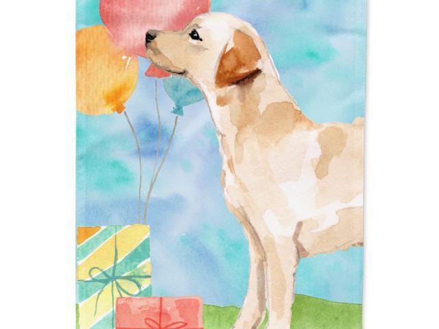 Caroline's Treasures CK3257CHF Happy Birthday Labrador Retriever Yellow Flag Canvas House Size Large multicolor