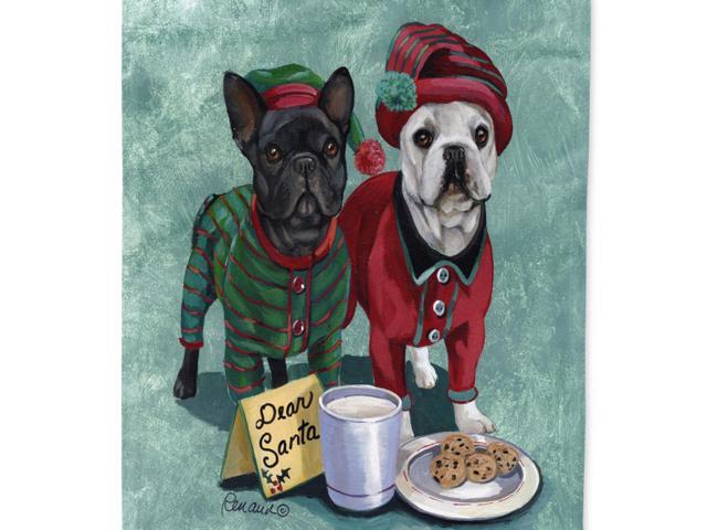 Caroline's Treasures PPP3097CHF French Bulldog Christmas PJs Flag Canvas House Size Large multicolor