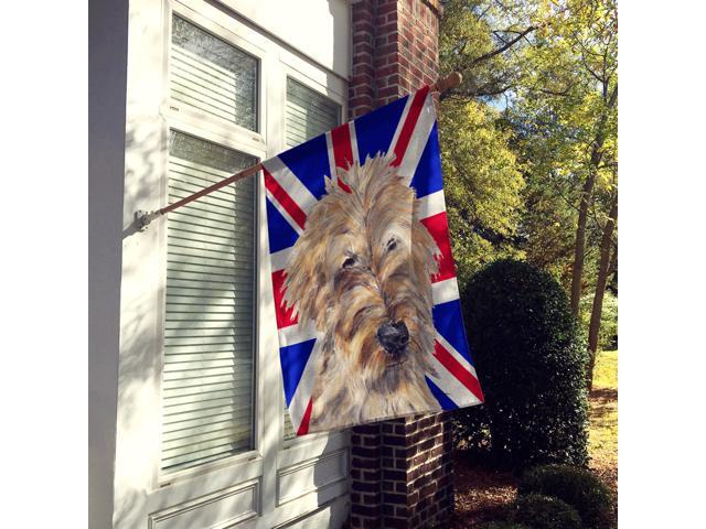 Caroline's Treasures SC9859CHF Golden Doodle with English Union Jack British Flag Flag Canvas House Size Large