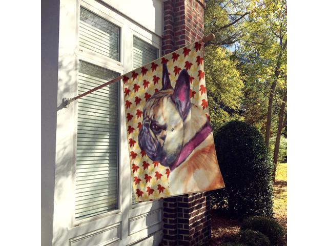 Caroline's Treasures LH9559CHF French Bulldog Frenchie Fall Leaves Flag Canvas House Size Large multicolor