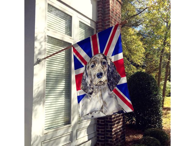 Caroline's Treasures LH9474CHF English Setter with English Union Jack British Flag Flag Canvas House Size Large