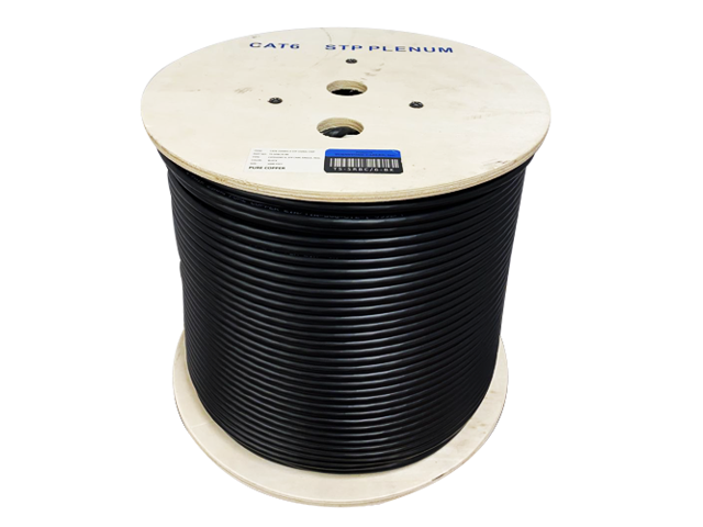 Cat6 Plenum Shielded (CMP) 1000ft 23AWG 100% Solid Bare Copper 550MHz Bulk Ethernet Cable Available in Blue White & Black Color (Blue)