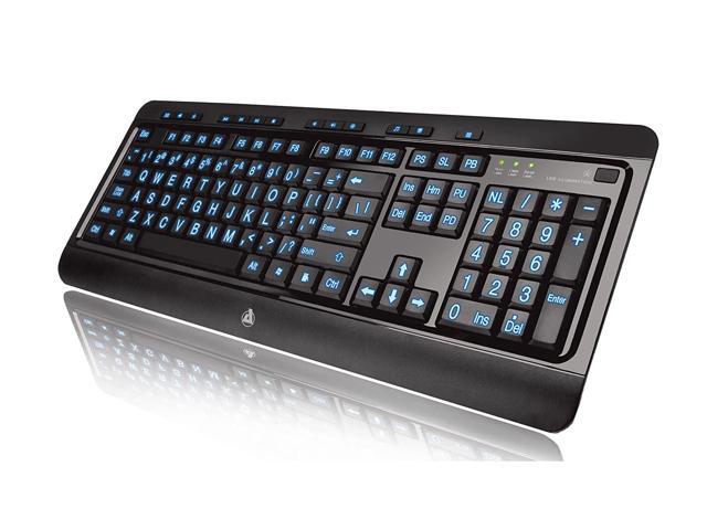 Azio Large Print Tri-Color Backlit Wired Keyboard (KB505U)