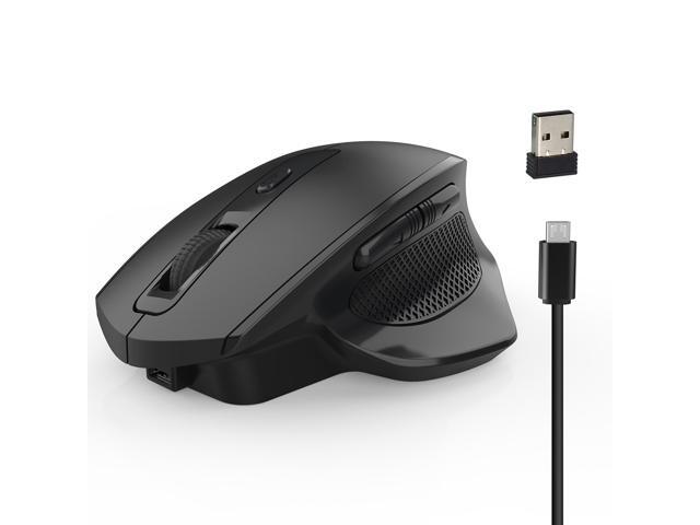HXSJ T28 6 Buttons 2400 DPI 24G Wireless Vertical Ergonomic Rechargeable Mute Mouse with USB Receiver & Charging Cable