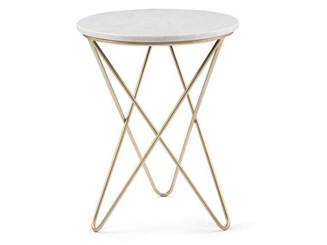 Gabon Modern Industrial 18 inch Wide Metal Accent Side Table in White Gold