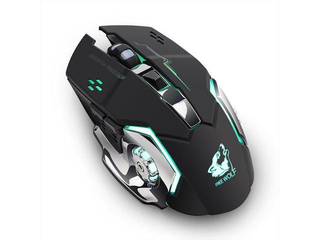 X8 Super Quiet Wireless Gaming Mouse 2400DPI Rechargeable Computer Mouse Optical Gaming Gamer Mouse for PC Black