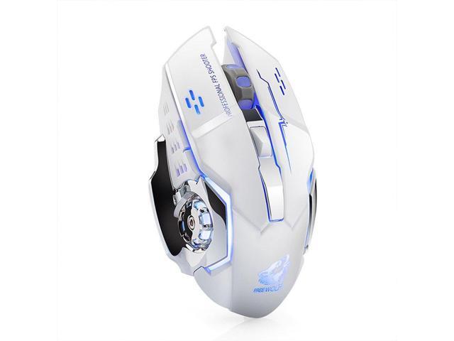 X8 Super Quiet Wireless Gaming Mouse 2400DPI Rechargeable Computer Mouse Optical Gaming Gamer Mouse for PC White