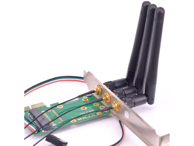 PCI express to mini PCIe wireless network card Adapter Desktop Wlan Card Support Bluetooth 3 antenna wifi PC Card Riser card