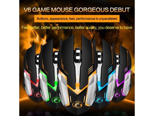 iMICE V6 LED Colorful Light USB 6 Buttons 3200 DPI Wired Optical Gaming Mouse for Computer PC Laptop