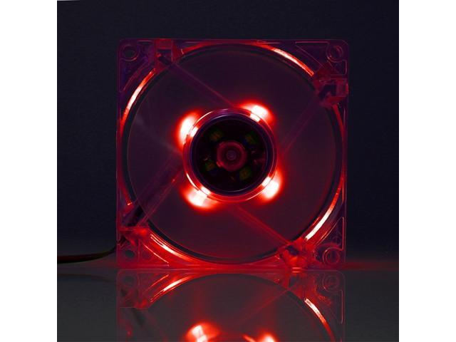 8025 4 Pin DC 12V 018A Computer Case Cooler Cooling Fan with LED Light Size: 80x80x25mm