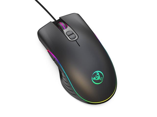 HXSJ A867 USB 6400DPI Four-speed Adjustable RGB Illuminate Wired E-sport Gaming Mouse