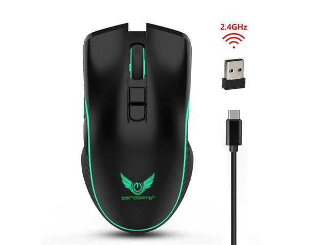 ZERODATE T26 24GHz 2400DPI Four-speed Adjustable Colorful Illuminate Wireless Optical Mouse with USB-C / Type-C Charging Interface (Black)