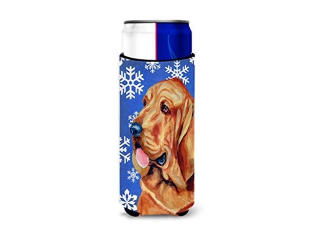 carolines Treasures LH9286MUK Bloodhound Winter Snowflakes Holiday Ultra Beverage Insulators for slim cans Slim can multicolor