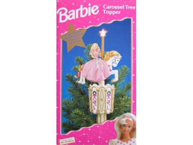 Barbie carousel Tree Topper - Star Lights Up & Barbie Rides Horse Up Down & Around! (1997 Mr christmas)