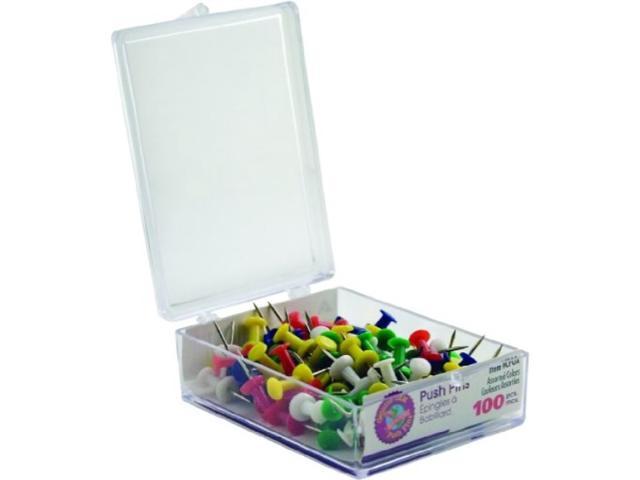 UPC 524883004844 product image for ADVANTUS Plastic Head Push Pins Steel Point Box of 100 Assorted Colors (CPOA) | upcitemdb.com