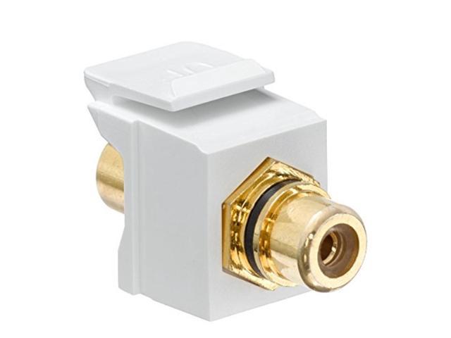 EAN 6624612008458 product image for Leviton 40830-BWE QuickPort RCA Gold-Plated Connector with Black Stripe White | upcitemdb.com