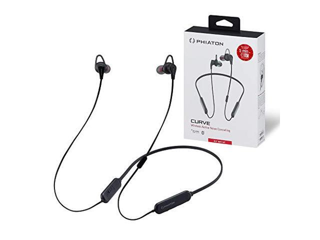 Phiaton BT 120 NC Qualcomm Bluetooth Wireless Noise Cancelling Earbuds - Neckband Earphones with Inline Mic and IPX4 Water Resistance