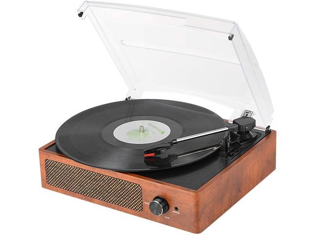 Bluetooth Record Player Belt-Driven 3-Speed Turntable Vintage Vinyl Record Players Built-in Stereo Speakers with Headphone Jack/ Aux Input/ RCA