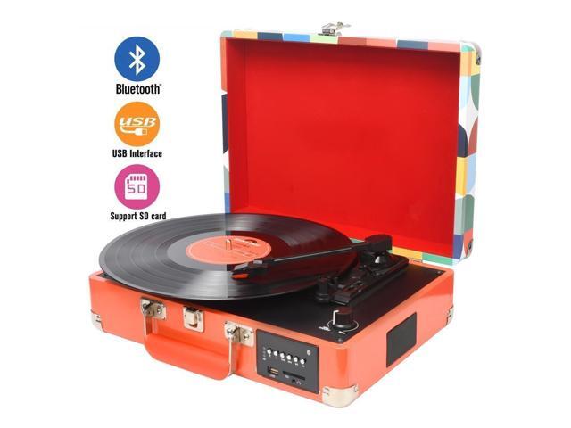 DIGITNOW Record Player Turntable Suitcase with Multi-function Bluetooth/FM Radio/USB and SD Card Port/Vinyl to MP3 Converter