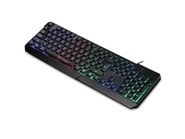 Wired Keyboard 104 Keys Blue Switch Rainbow Backlit Gaming for PC Game