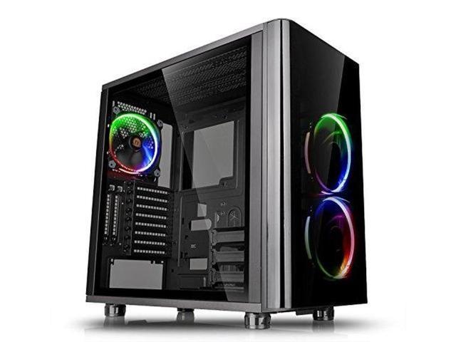 Thermaltake View 31 RGB Dual Tempered Glass SPCC ATX Mid Tower Gaming Computer Case Chassis 3 RGB LED Ring Fans Pre-installed CA-1H8-00M1WN-01