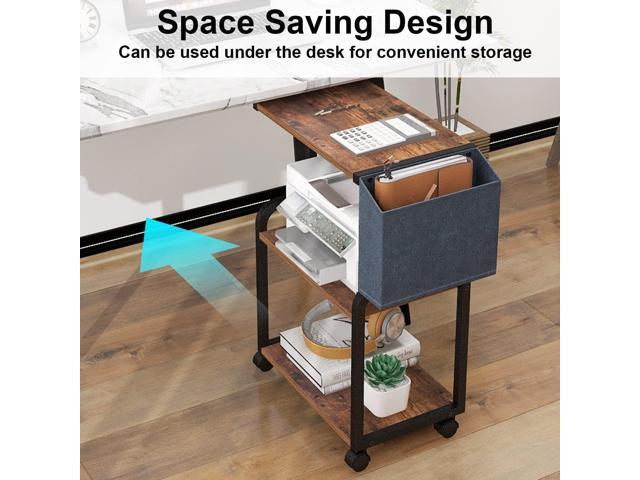 VEDECASA 2 Tier Printer Stand With Storage Bag Wheels Under Desk