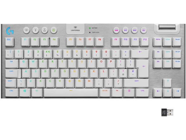 Logitech G915 TKL White Tactile Tenkeyless Lightspeed Wireless RGB Mechanical Gaming Keyboard Low Profile Switch Options LIGHTSYNC RGB Advanced