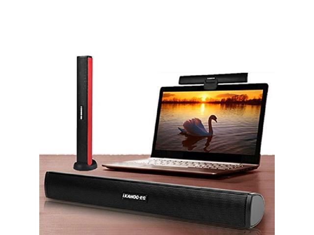 Ikanoo Portable USB Powered Audio Speakers Amplifier Earphone Jack Portable Laptop/Computer/PC Speaker Subwoofer USB Soundbar Sound Bar Stick Music