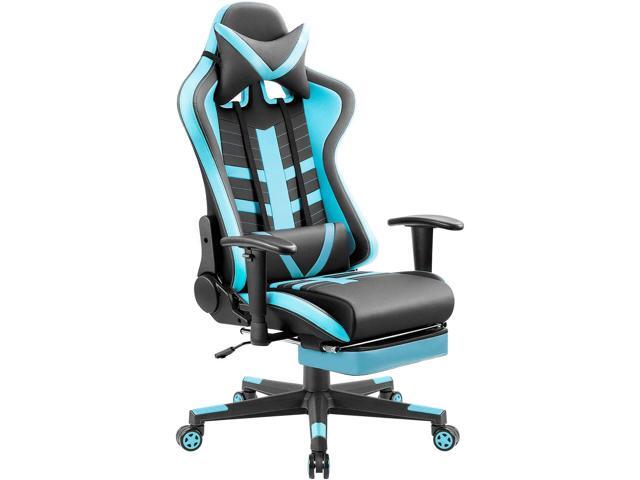Homall Gaming Chair with Thickened Footrest Ergonomic Swivel Racing High-Back Bucket Seat Premium PU Leather Reclining Hydraulic Height