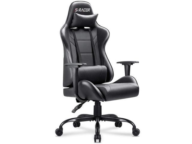 Homall Office Gaming Chair Carbon PU Leather Reclining Black Racing Style Executive Ergonomic Hydraulic Swivel Seat with Headrest and Lumbar