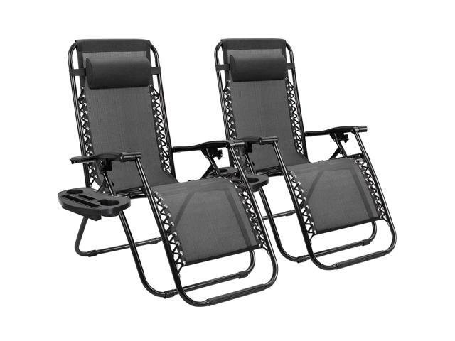 Homall Zero Gravity Chair Patio Folding Lawn Lounge Chairs Outdoor Lounge Gravity Chair Camp Reclining Lounge Chair with Cup Holder Pillows for