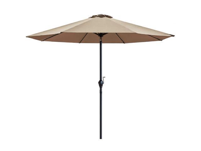 Homall 9 Ft Patio Umbrella Table Umbrella Outdoor Market straight Umbrella with Tilt Adjustment 8 Sturdy Ribs (Beige)