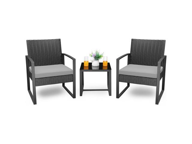 Homall Balcony Furniture Patio Chairs Set of 2 with Table 3 Piece Patio Furniture Set Bistro Table Set for Garden Backyard Outdoor Patio Use Porch