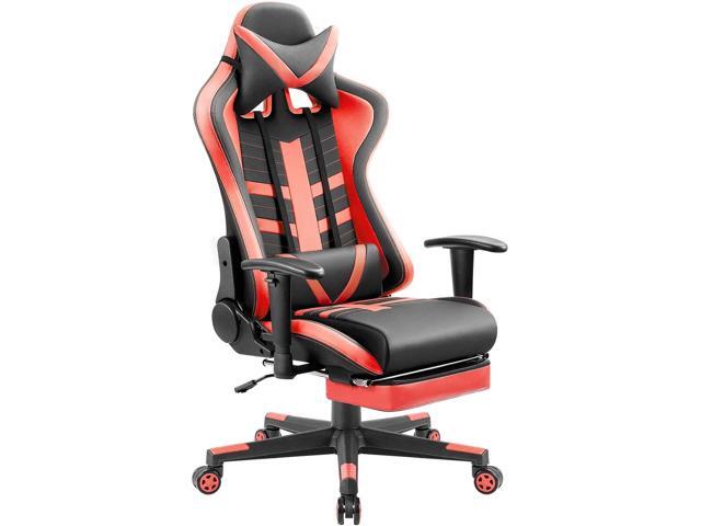Homall Gaming Chair with Thickened Footrest Ergonomic Swivel Racing High-Back Bucket Seat Premium PU Leather Reclining Hydraulic Height