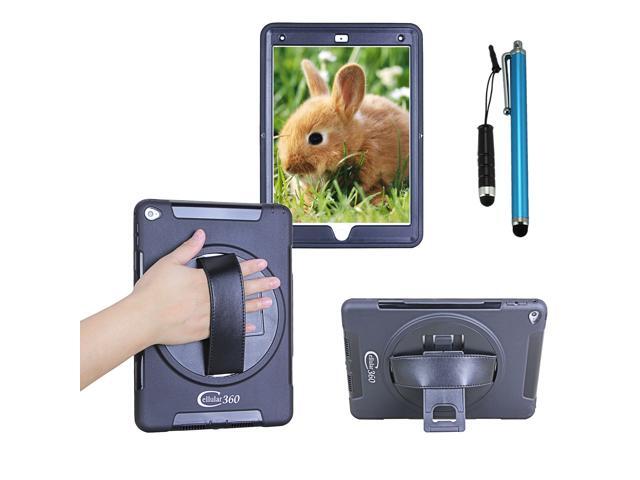Cellular360 Apple iPad Air 2 Shockproof Case with 360 Degrees Rotatable Kickstand and Leather Handle
