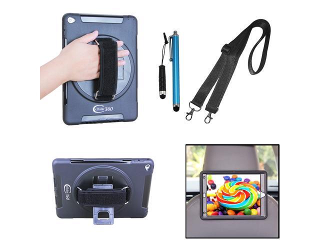 Cellular360 Apple iPad Air 2 Shockproof Case with 360 Degrees Rotatable Kickstand Adjustable Handle and Shoulder Strap